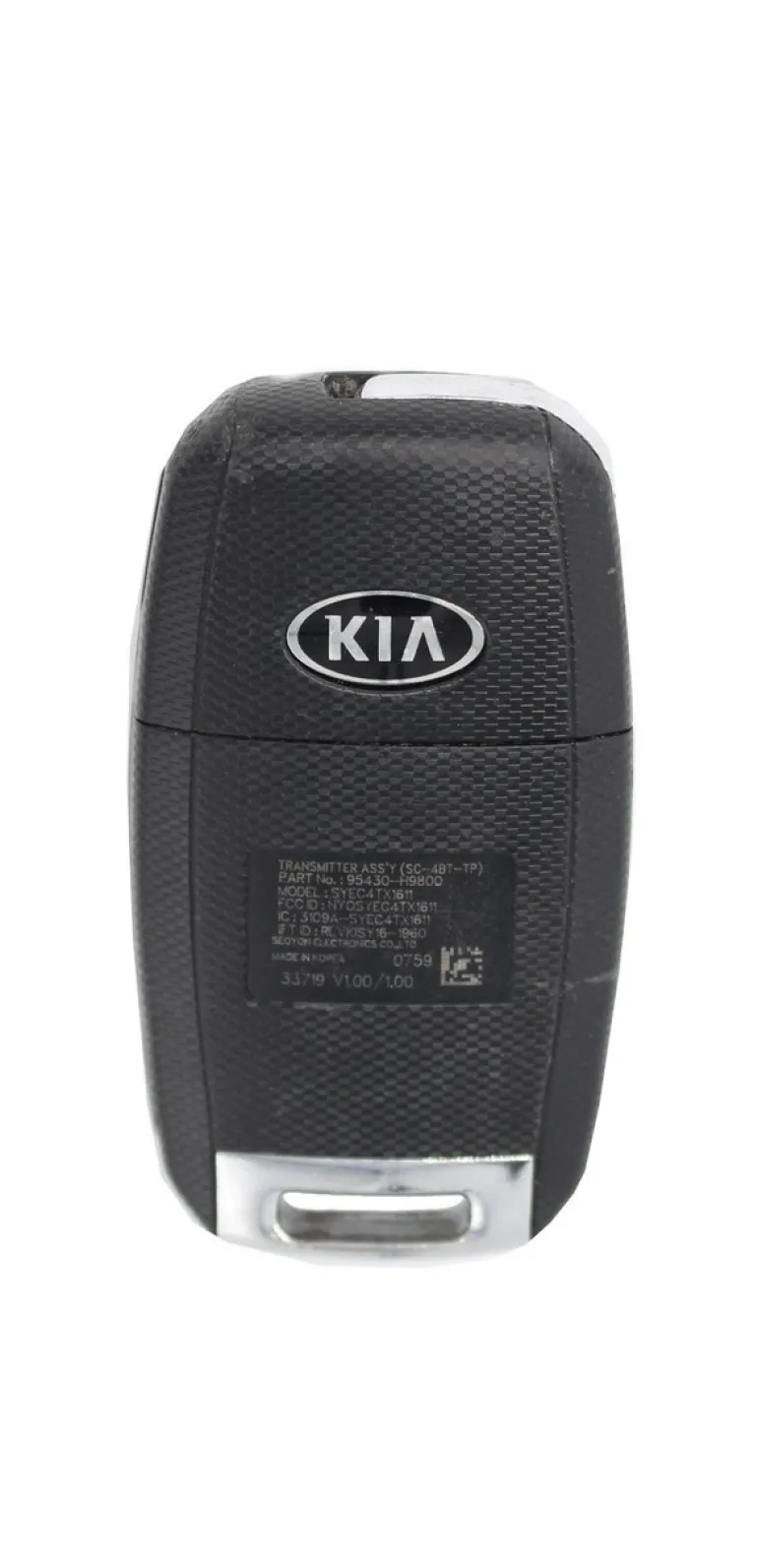 Unrefurbished OEM Kia 95430-H9800 NYOSYEC4TX1611 4 Button Key Fob - Grade A